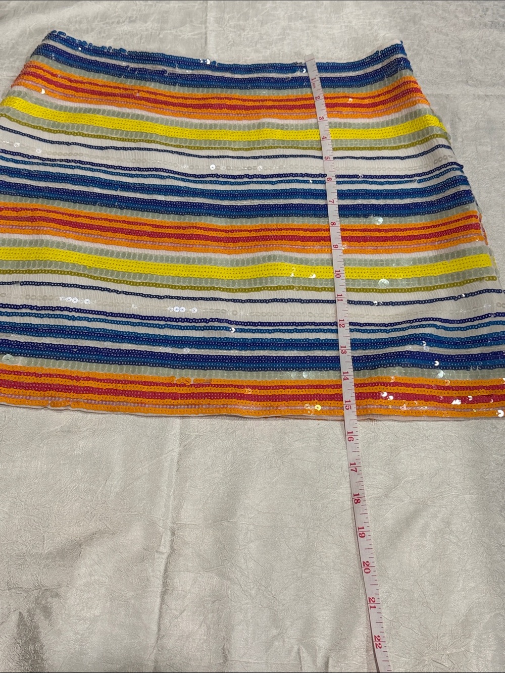 Vineyard Vines Sequin Rainbow Stripe Mini Skirt Silk Beaded Skirt Size 0 - Picture 8 of 8
